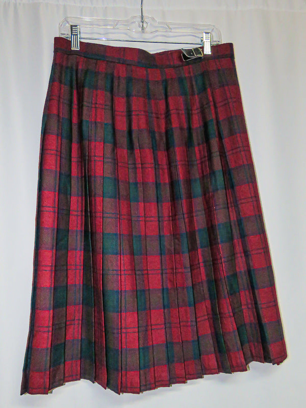 Highland Home Industries Size 16 Red Green Navy Tartan Wool Skirt